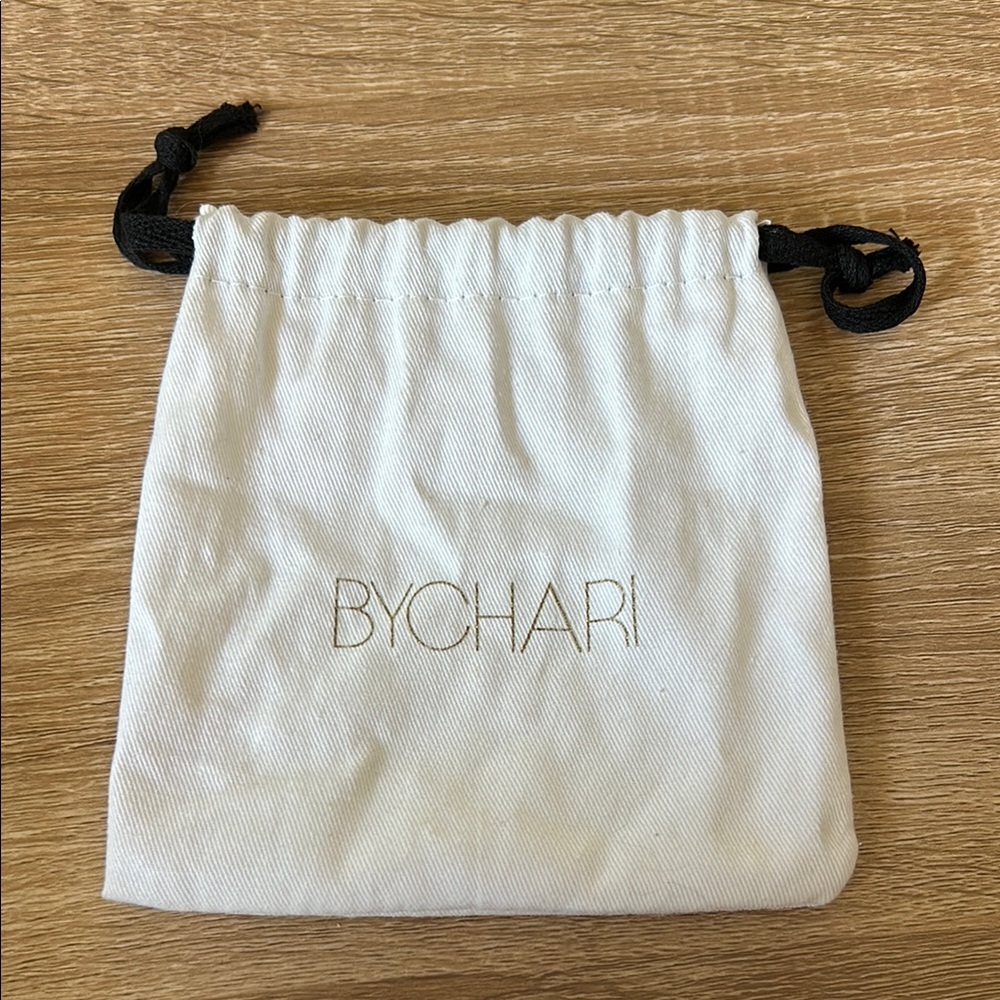 BYCHARI Ivory Drawstring Dust Jewelry Bag with Black Ties
